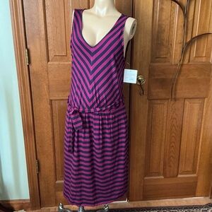 Croft & Barrow Pink and Black Chevron Midi Dress